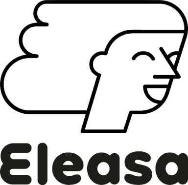 Schematische Darstellung eines lächelnden Gesichts mit dem Schriftzug "Eleasa".