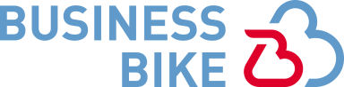 Logo von Business Bike mit stilisierten Wolken und einem Fahrrad.